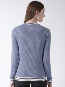 Women Cotton Casual Long Sleeve  Blue Winter Sweaters - JUMP USA (1568776290346)