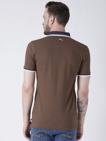 Men Brown Solid Polo T-shirt - JUMP USA