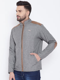 JUMP USA Men Grey Solid Bomber Jacket - JUMP USA