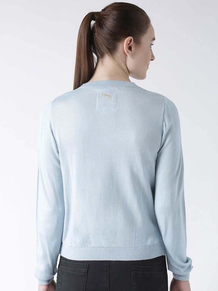 Women Cotton Casual Long Sleeve  Blue Winter Sweaters - JUMP USA (1568776585258)