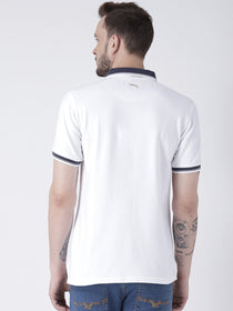 Men White Solid Polo T-shirt - JUMP USA