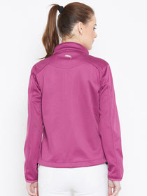 Women Maroon Solid Sporty Jacket - JUMP USA