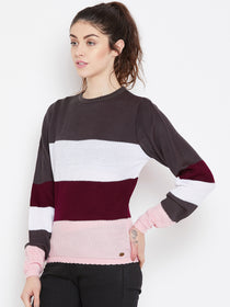 Womens Striped Charcoal/Pink Sweaters - JUMP USA