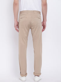 Men Casual Solid Tan Chinos - JUMP USA