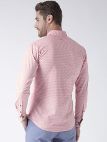 Men Pink Printed Cotton Regular Fit Shirt - JUMP USA