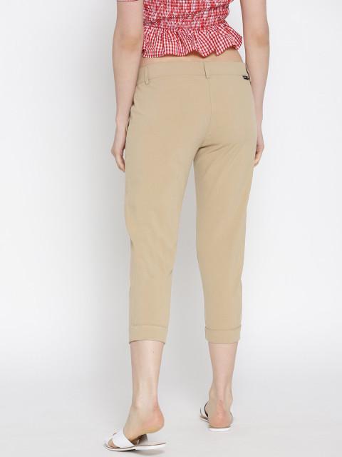 Women Solid Cropped Chinos - JUMP USA