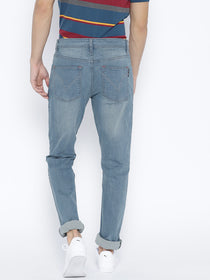 Men Blue Regular Fit Mid-Rise Clean Look Stretchable Jeans - JUMP USA