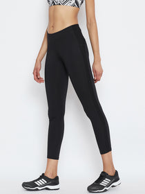 JUMP USA Women Solid Active Wear Black Tights - JUMP USA