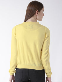 Women Cotton Casual Long Sleeve  Yellow Winter Sweaters - JUMP USA (1568776519722)