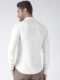 Men White Bamboo Cotton & Micro Polyester Shirt - JUMP USA (1568787136554)