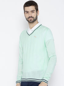 Men Teal Self Design Pullover - JUMP USA