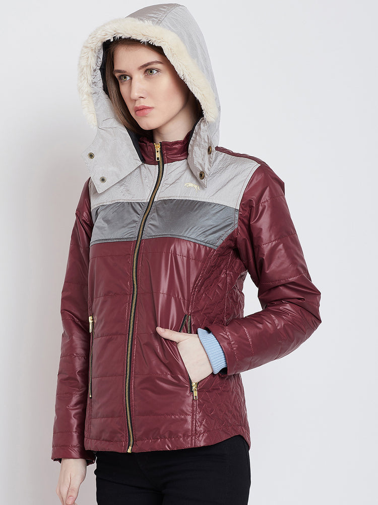 Women Casual Red Quilted Jacket - JUMP USA