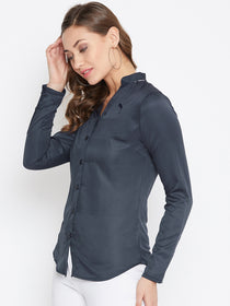 JUMP USA Women Navy Blue Solid Casual Shirts - JUMP USA