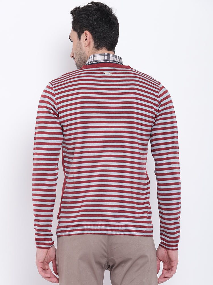 Men Casual Striped Red Sweaters - JUMP USA