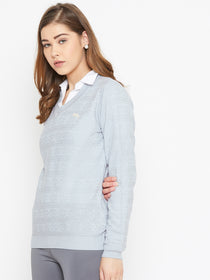 JUMP USA Women Blue Self Design Sweater - JUMP USA