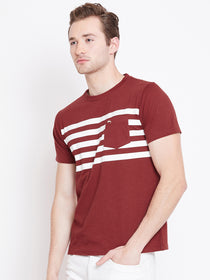 Men Red Striped Casual T-shirt - JUMP USA