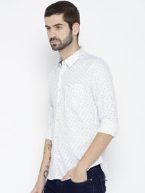 Men White Slim Fit Printed Casual Shirt - JUMP USA