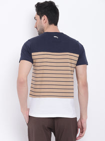 Men Casual Striped Beige T-shirt - JUMP USA