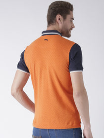 Men Orange & Electric Navy Cotton & Spandex T-Shirt - JUMP USA (1568786808874)