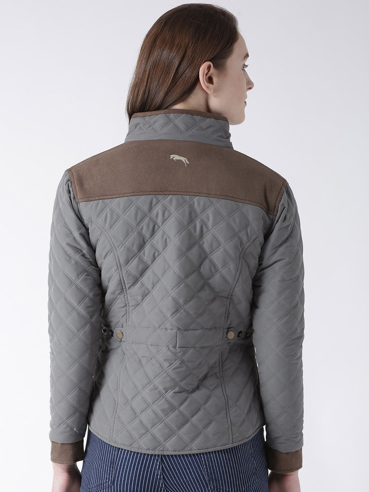 Women Polyster Casual Long Sleeve  Grey Winter Jacket - JUMP USA (1568775831594)