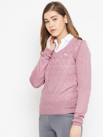JUMP USA Women Pink Self Design Sweater - JUMP USA