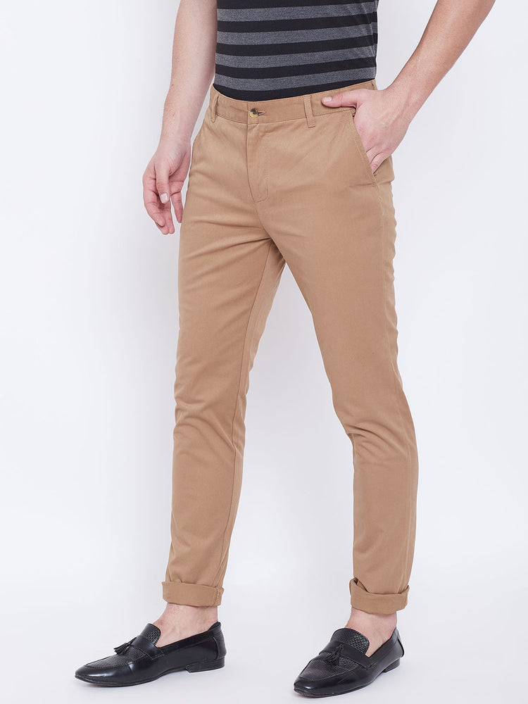 JUMP USA Men Brown Casual Slim Fit Trousers - JUMP USA