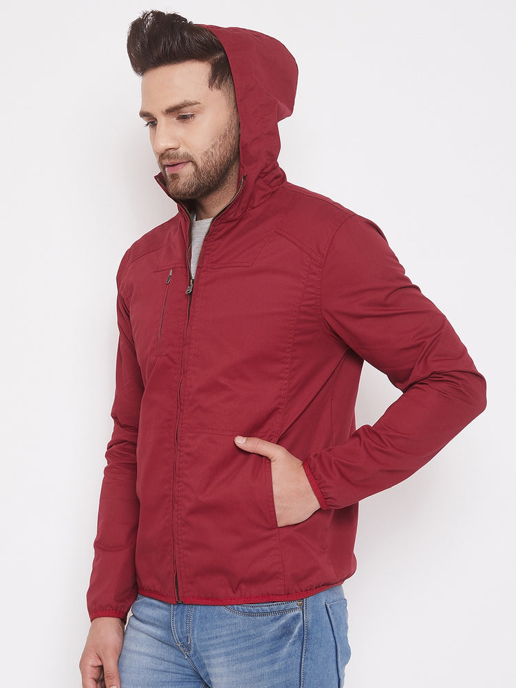 JUMP USA Mens Solid Red Hood Tailored Jacket