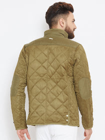 Men Olive Solid Quilted Jacket - JUMP USA