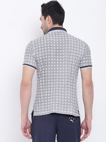 Men Casual Solid White Polo Collar T-Shirt - JUMP USA