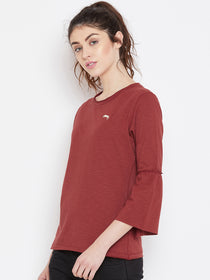 Women Red Solid Casual Tops - JUMP USA