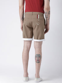 Men Brown Solid Chino Shorts - JUMP USA