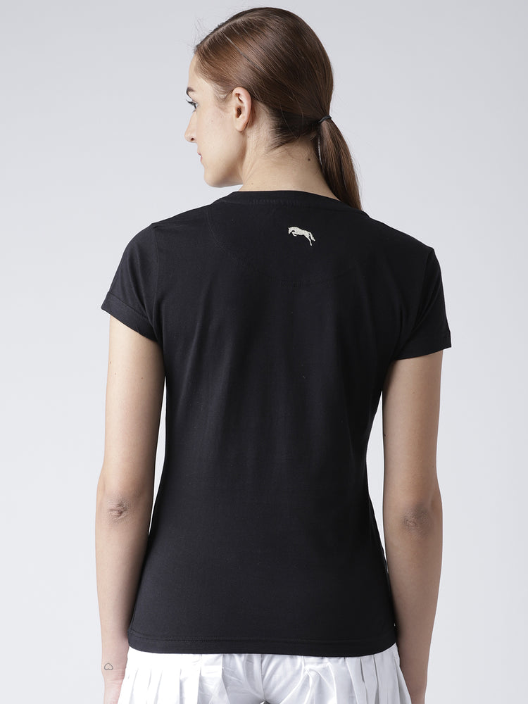 Women Black Casual T-shirt - JUMP USA