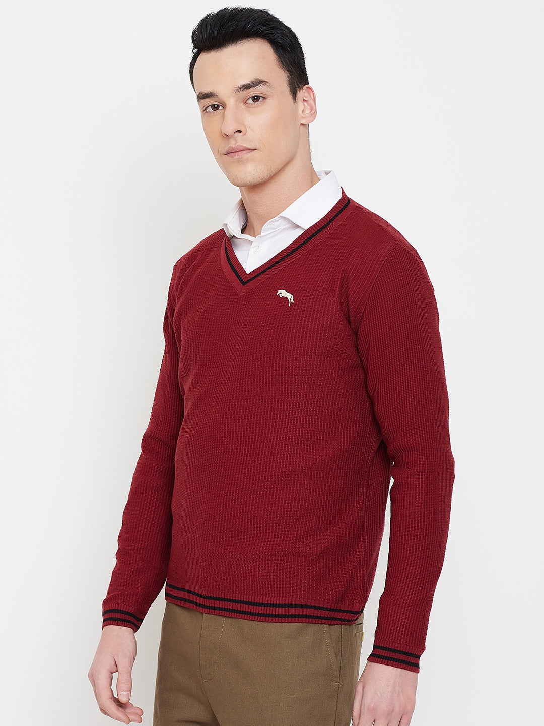 JUMP USA Men Red Solid Sweater - JUMP USA