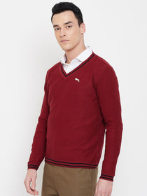 JUMP USA Men Red Solid Sweater - JUMP USA