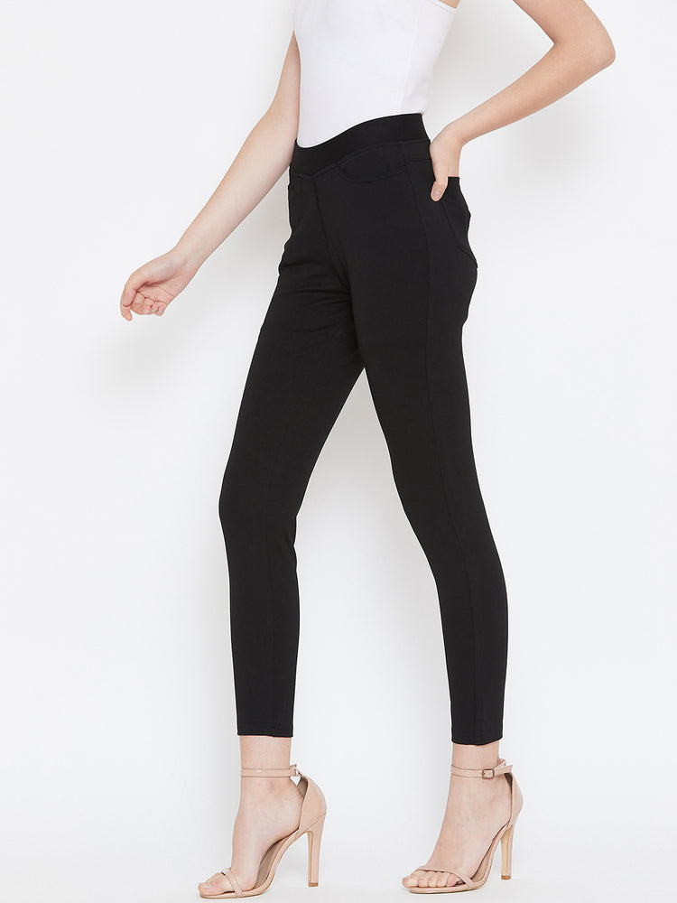 JUMP USA Women Black Solid Casual Skinny fit Trousers - JUMP USA