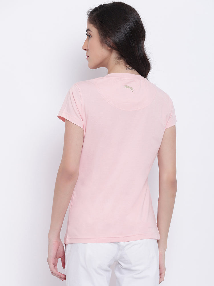 Women Pink Casual T-shirt - JUMP USA