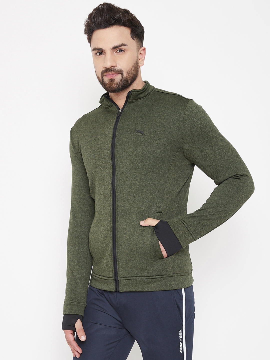 JUMP USA Men Olive Solid Bomber Jacket - JUMP USA