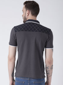 Men Charcoal Solid Polo T-shirt - JUMP USA
