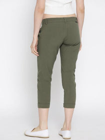 Women Solid Cropped Chinos - JUMP USA