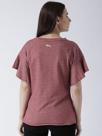 Women Red Solid Top - JUMP USA