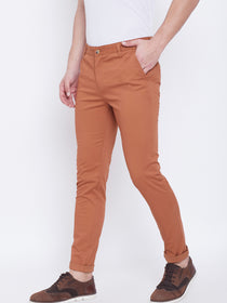 JUMP USA Men Bronze Casual Slim Fit Trousers - JUMP USA