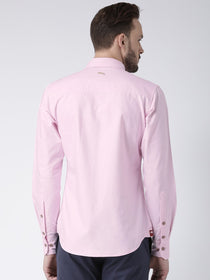 Men Pink Solid Cotton Slim Fit Shirt - JUMP USA