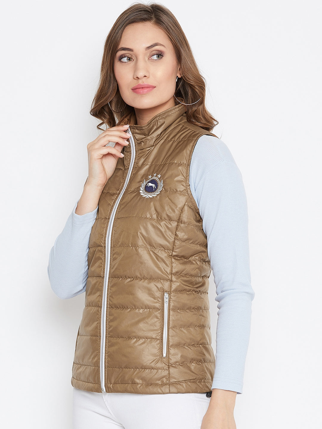 JUMP USA Women Brown Solid Padded Jacket - JUMP USA