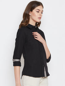 Women Black Solid Casual Slim Fit Shirt - JUMP USA