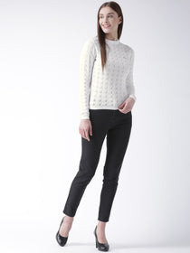 Women Cotton Casual Long Sleeve  White Winter Sweaters - JUMP USA (1568777142314)