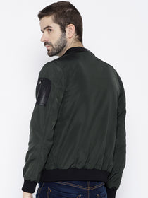 Men Green Solid Open Front Jacket - JUMP USA