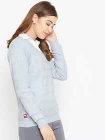 JUMP USA Women Blue Self Design Sweater - JUMP USA
