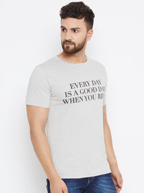 Men Grey Printed Casual Round neck T-shirt - JUMP USA