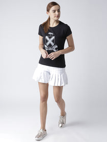 Women Solid Black T-Shirt - JUMP USA
