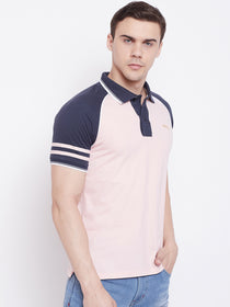 JUMP USA Men Pink Solid Polo T-shirts - JUMP USA